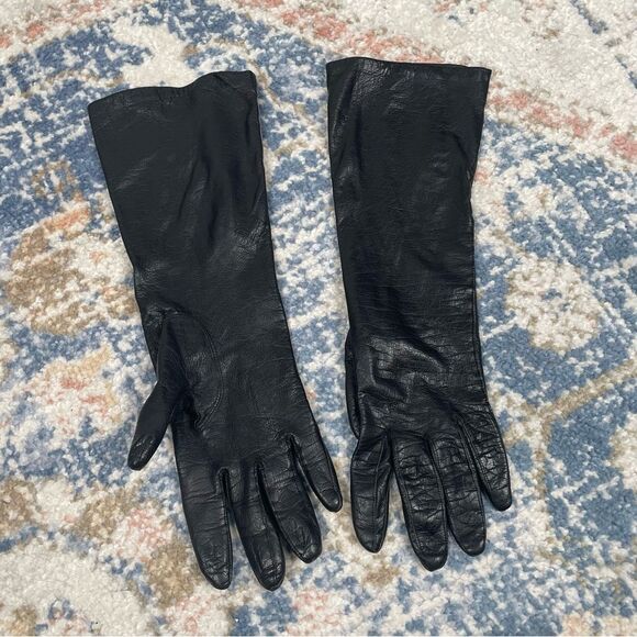 Daytons Department Store 100% Real Kid Goat Leather Black Driving Gloves VINTAGE - Picture 5 of 5